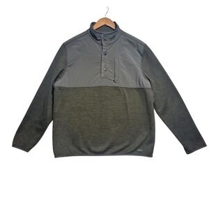 GH Bass Co Explorer Green Fleece 1/4 Snap Nylon Pocket Pullover Men's Large